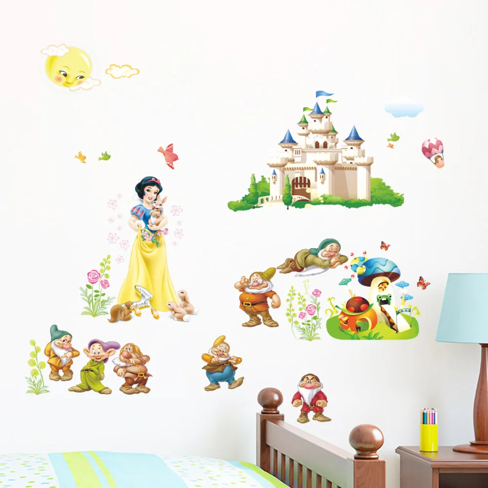 

1Pc Snow White Princess 3D Decals Mural Art DIY Self Adhesive Wall Paper Girl Room Decor Cartoon Sticker Toys for Girls Toys Toy