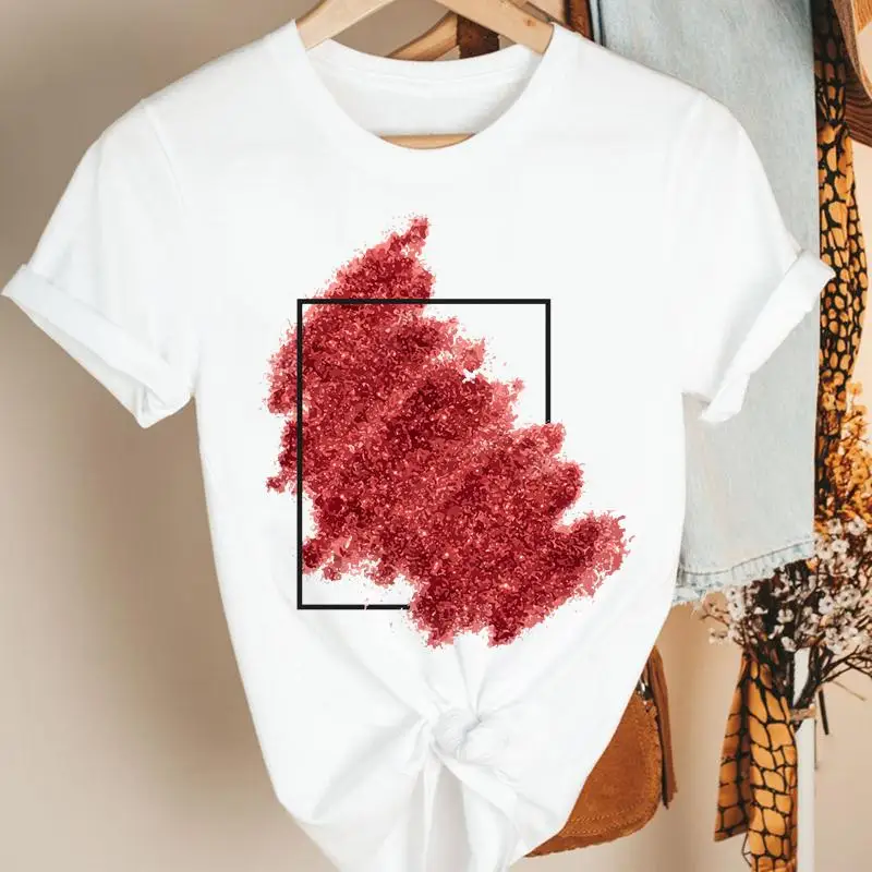 

Summer Print Fashion Tshirt for Women Clothes Cartoon Love Heart Cute New 90s Cute Whale Print Short Sleeve Top Graphic T-shirt