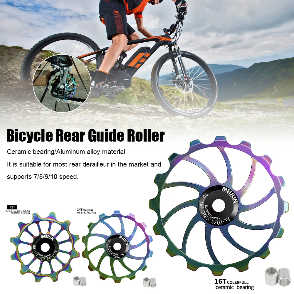 

12T/14T/16T MTB Bicycle CNC Rear Derailleur Jockey Wheel Ceramic bearing Pulley Road Bike Guide Roller Idler