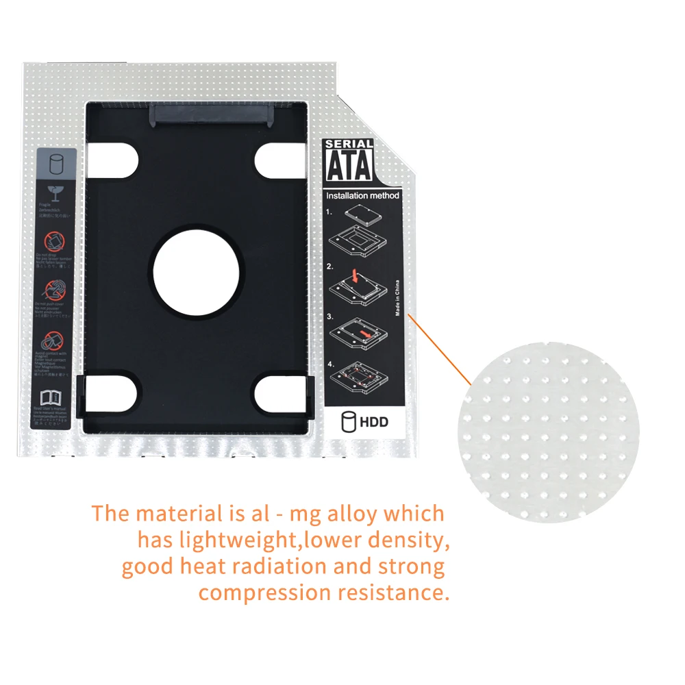 TISHRIC Универсальный алюминиевый корпус для 2-го жесткого диска Caddy 9 5 12 7 мм SATA 3 0