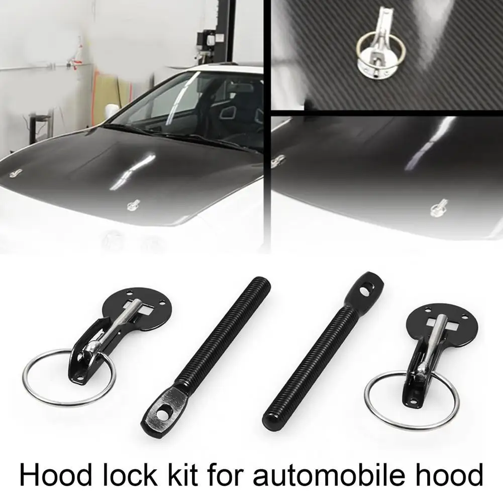 

2 Set Bonnet Lock Pin Durable Perfect Match High Temperature Resistance Modified Parts Aluminum Alloy Hood Latches Pin Kit