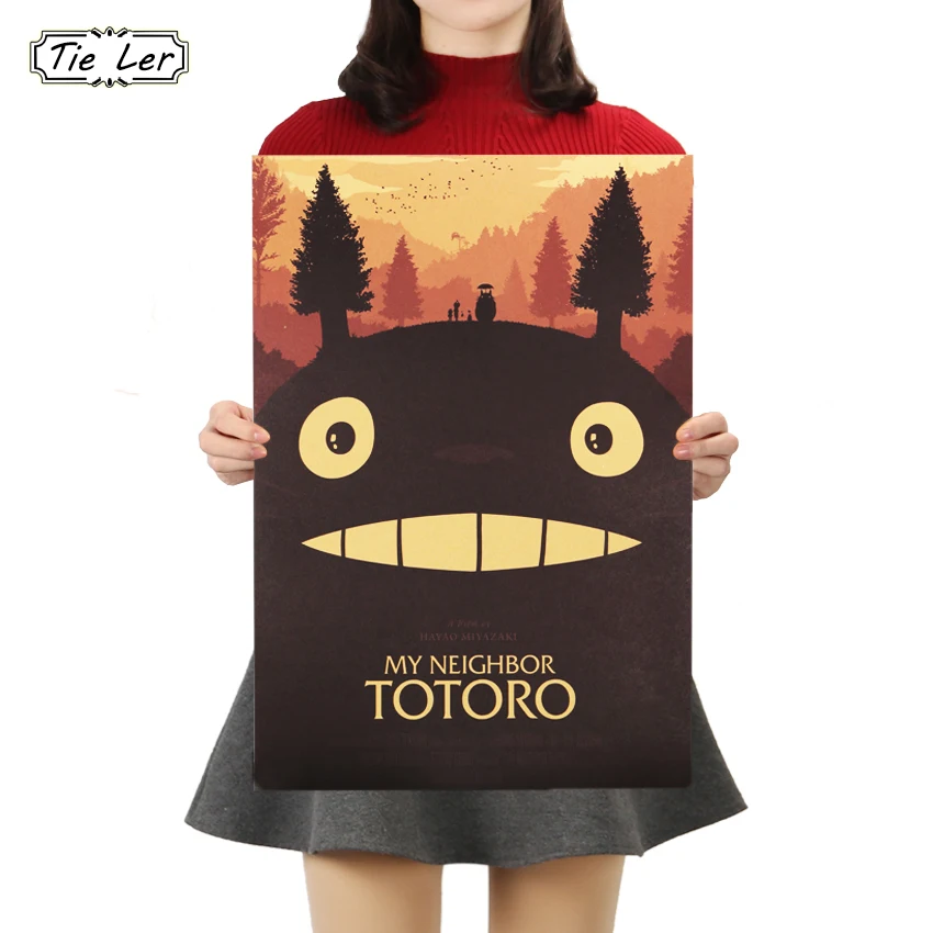 Totoro E style Крафт-бумага винтажная Классическая мультяшная пленка Плакат Бар Кафе декоративная роспись стены стикер 50,5X35 см