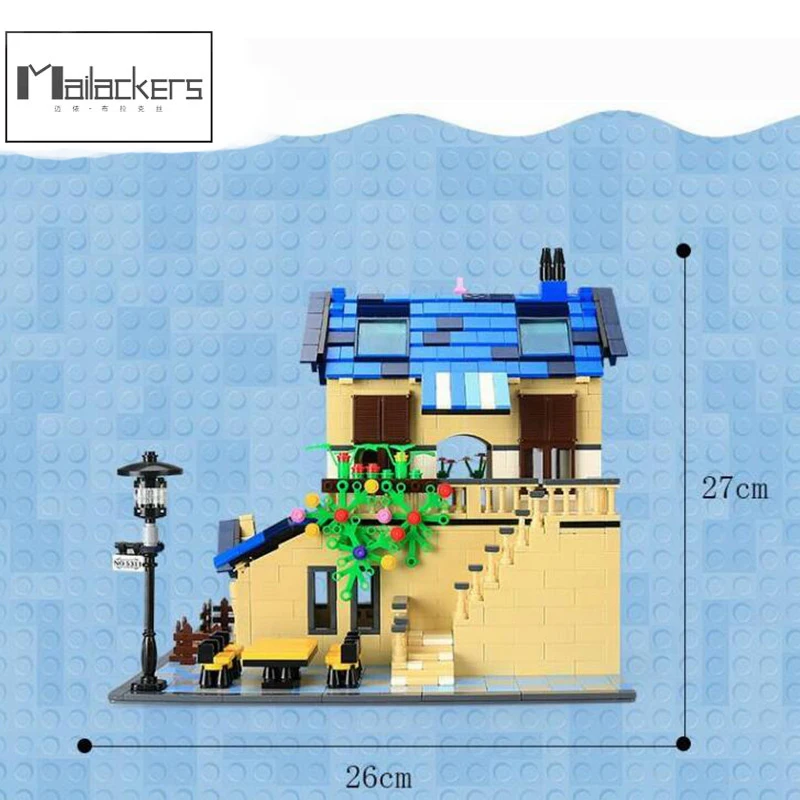 

City Street View House Architecture Country Lodge Brick Creator Expert Rural Villa Model Building Blocks Toys For Children 5311