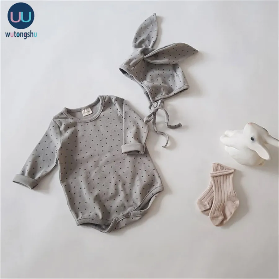 Newborn Baby Boy Girl Rompers With Hats Autumn Rabbit Outfits Sets New Clothes Long Sleeves Infant | Детская одежда и обувь
