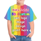 Индивидуальная детская футболка, футболка с 3D принтом для детей, персонализированные футболки на день рождения, ваш собственный дизайн, одежда для мальчиков и девочек сделай сам