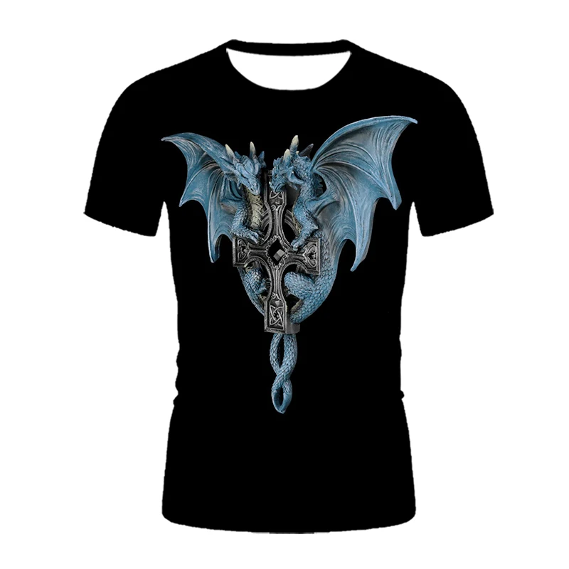 

3D cross print casual sports men's T-shirt 2021 summer short sleeved shirt top Christian style men's fashion casual T-shirt