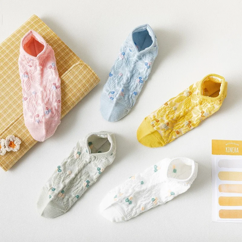 Женские носки женские хлопковые вязаные с цветочным узором модные милые в Ретро