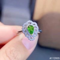 kjjeaxcmy fine jewelry 925 sterling silver natural gemstone diopside new girl female crystal ring vintage support detection