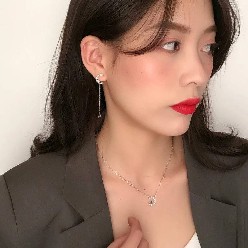 

Moon Cat Soft Cute Choker Flash Diamond Silver Plated Fashion Women Necklace Jewelry Original Chain Necklace for Women New