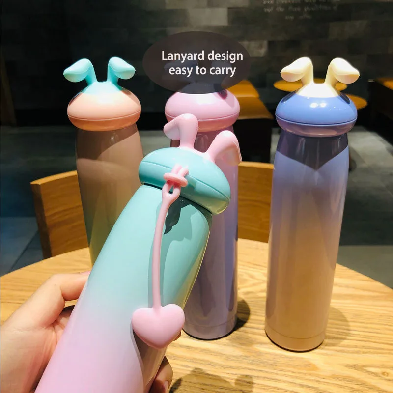 

Cute women's thermos stainless steel Thermos cup with rope fashion female Vacuum flask portable travel mug for girls lovers