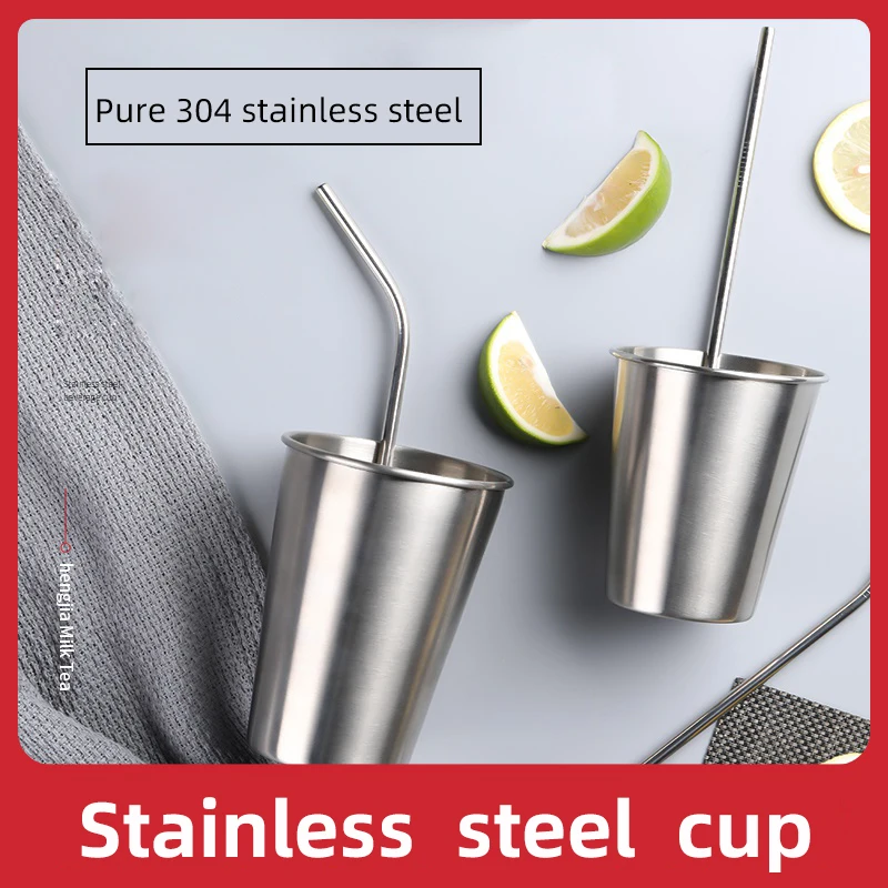 Простая пивная кружка 304 из нержавеющей стали для кофе молока чая посуда кухни