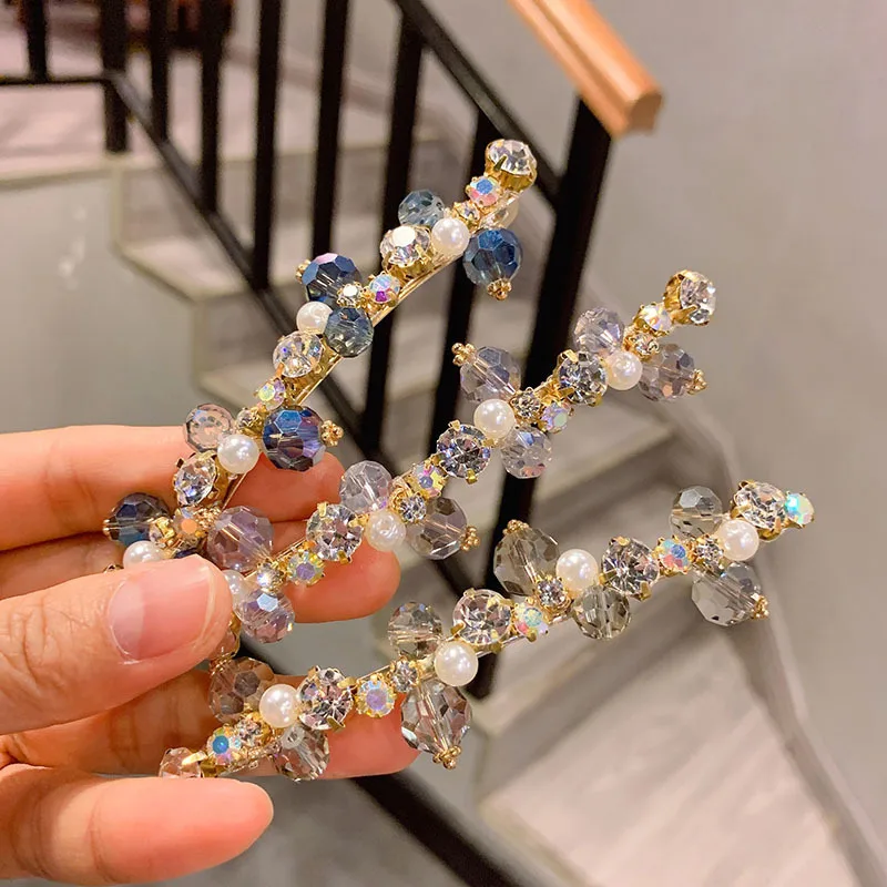 Заколка для волос с кристаллами пружинный зажим Южная Корея высококачественный