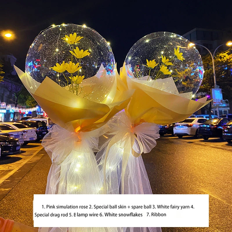 

Flashing Lamps Balloon LED With Stick Transparent Balloons Birthday Party Kids Toy Wedding Decorations Light LED Balloon