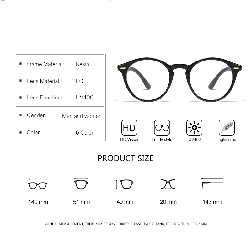 Классический дизайн круглые винтажные рисовые очки для ногтей оправа женские