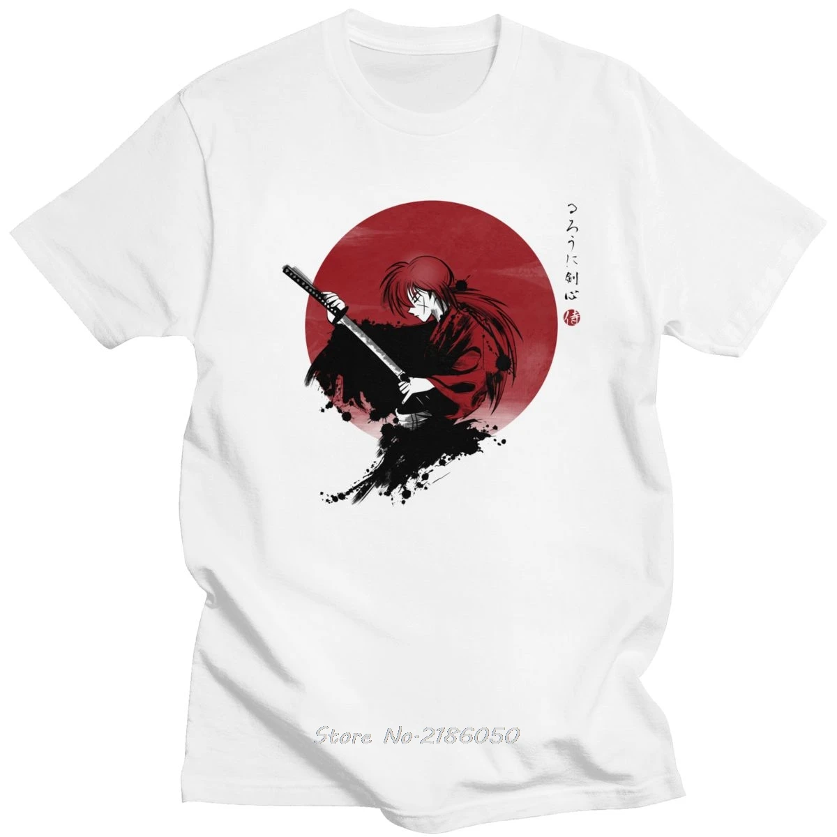 Рубашка Rurouni Kenshin Мужская футболка с коротким рукавом для отдыха Аниме Манга