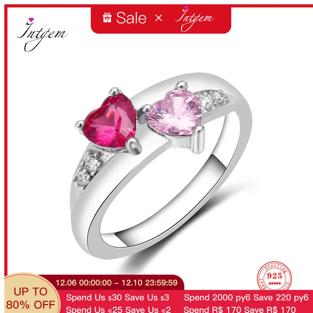 

Real 925 Sterling Silver Rings Love Heart Zircon Exquisite Sweet Engagement Ring Fine Jewelry Luxury Ring for Women Wholesale