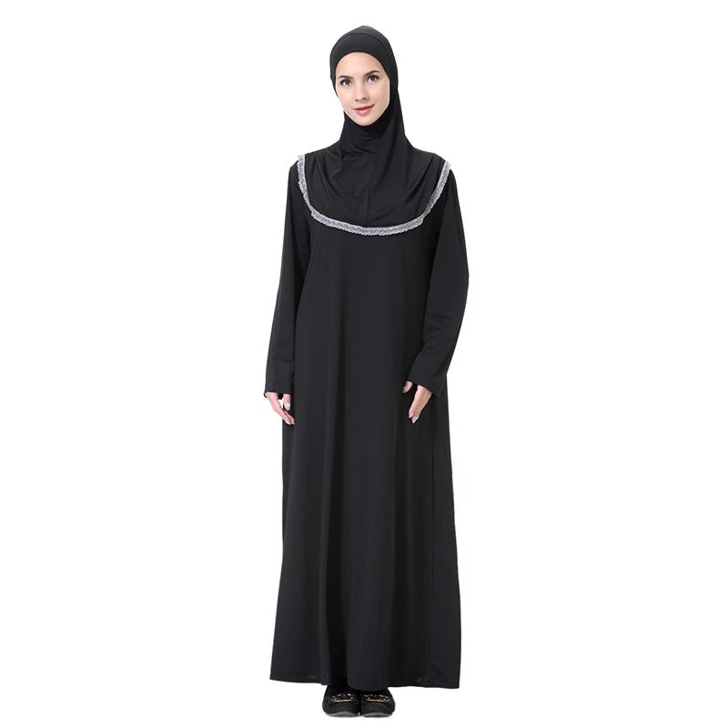 Исламский черный хиджаб Рамадан Kahuitan, молитвенная одежда, молочный шелк, свободное мусульманское марокканское платье с капюшоном, Малазийс...