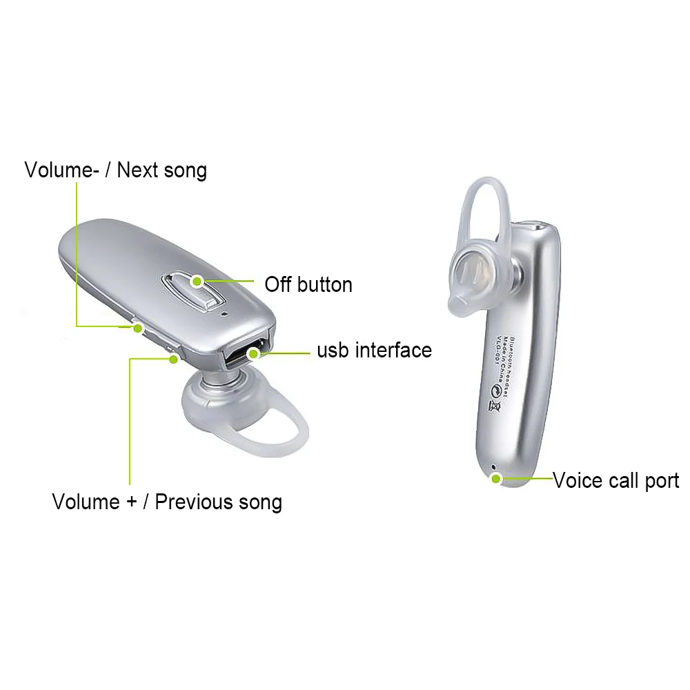 Беспроводные мини наушники KEBIDU с Bluetooth Спортивная гарнитура микрофоном V4.1 для