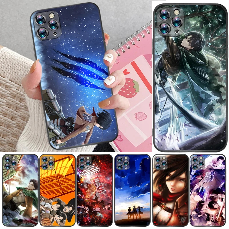 

Attack On Titan Eren Jager Armin Arlert Levi Mikasa Ackerman Phone Case For iPhone 11 Pro Max Funda Cases Back Cover Carcasa