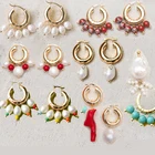 Модные ювелирные изделия, Пресноводный Жемчуг, красные лакированные акценты, серьги-кольца, женские серьги 2021 oorbellen voor vrouwen