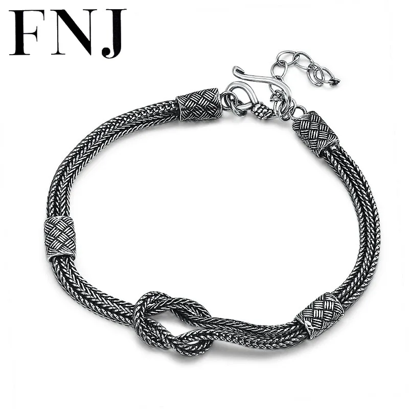Браслет цепочка FNJ из серебра 925 пробы с лисьим хвостом 18 21 см|Гибкие и жесткие