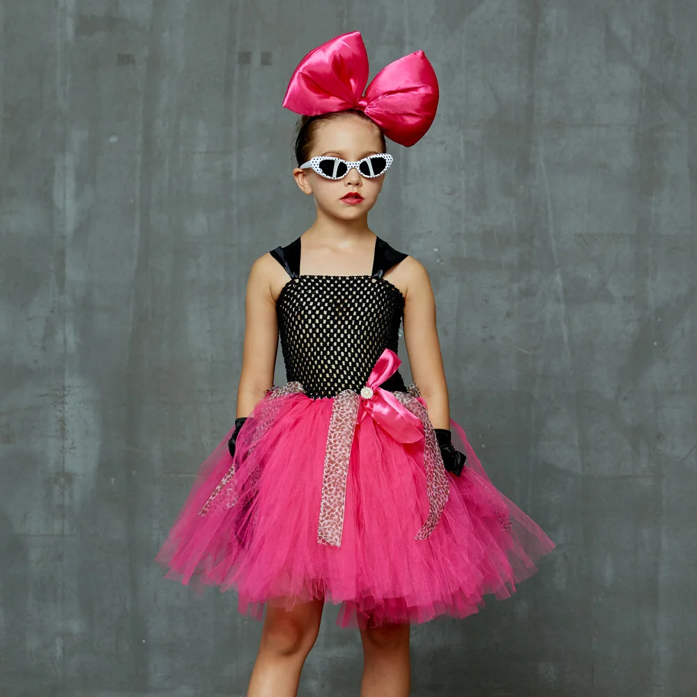 

Girls TUTU Dress For Show Hotpink Party Dresses Fancy Ball Gown Nina Vestidos Birthday Gift Dancing Dress Kid Carnival Halloween