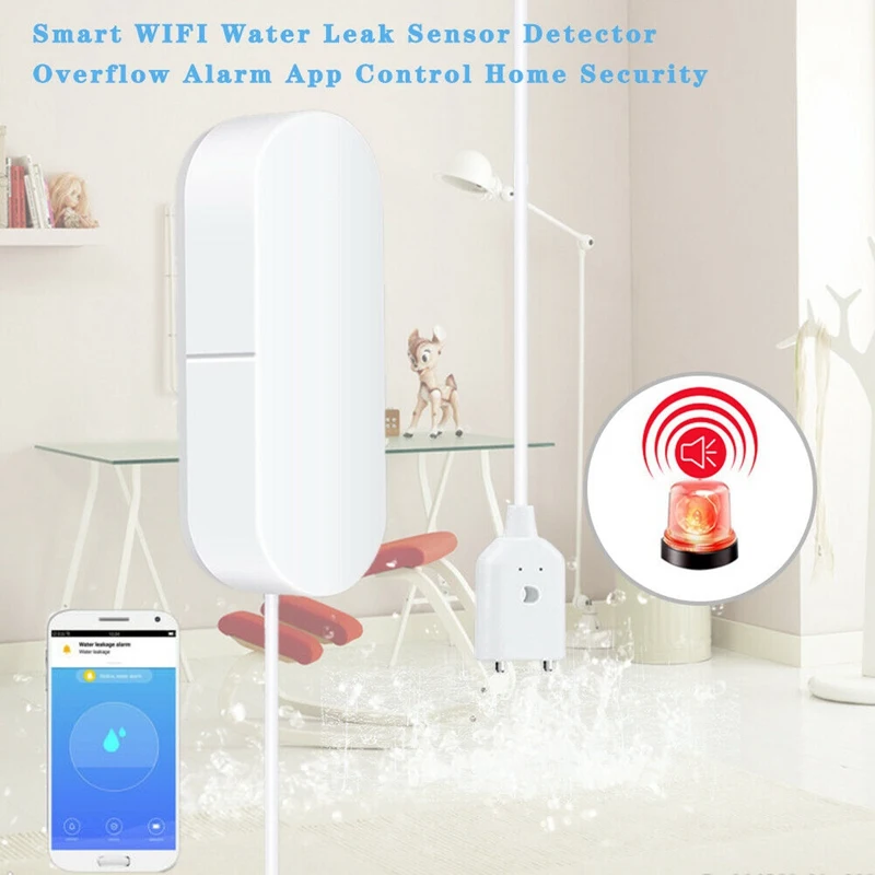 Смарт-датчик утечки воды AMS-WiFi детектор уровня с сигнализацией приложением Tuya Alexa