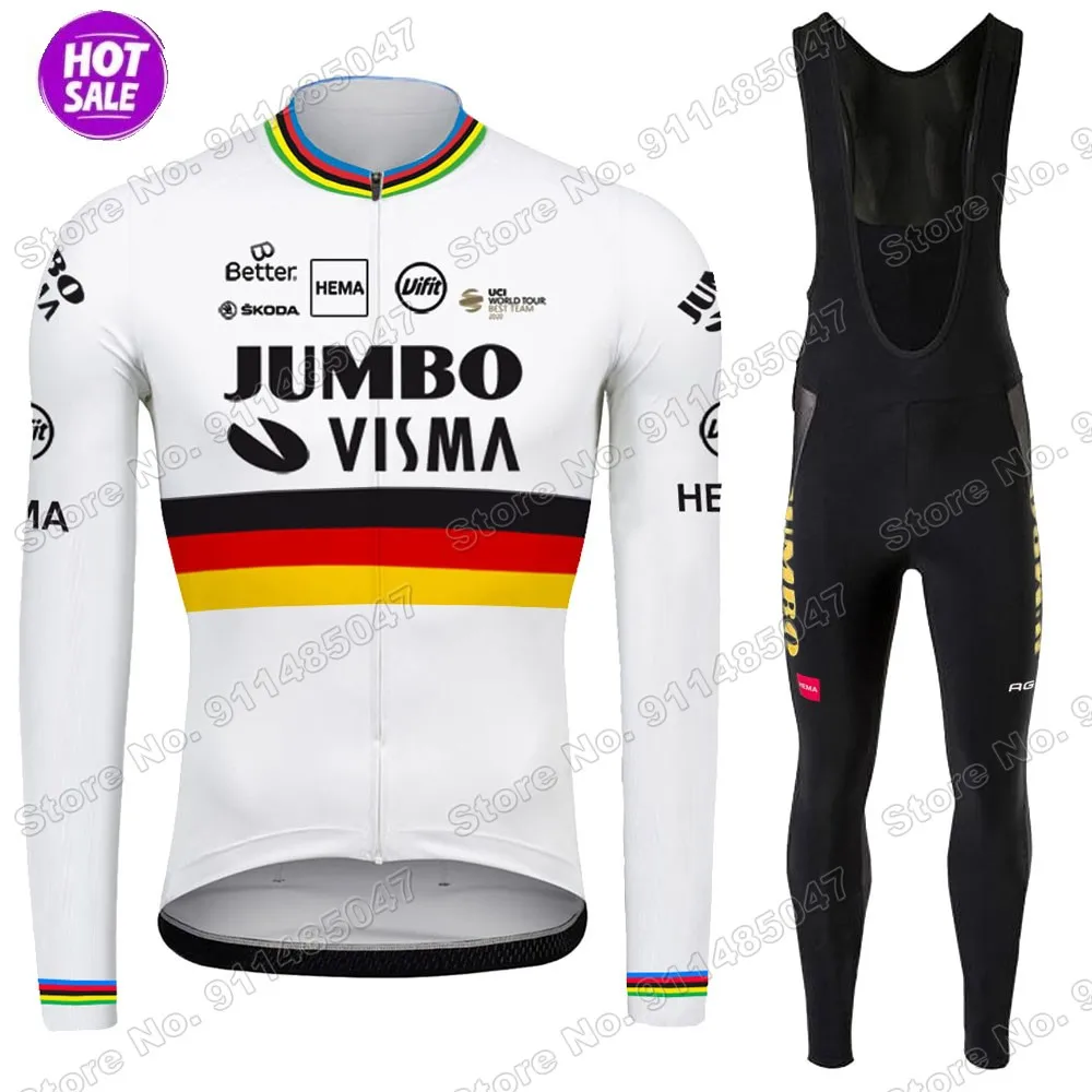 Jumbo Visma 2021 немецкий чемпион команда летний спортивный комплект для велоспорта