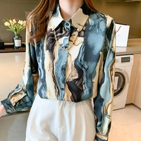 fashion blouses woman 2021 long sleeve turn down collar print spring autumn casual chiffon shirts top female clothing mujer