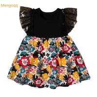 infant girls summer fly sleeve patchwork lace flower kneelength dress kids toddler fashion clothes baby clothing 3 18m