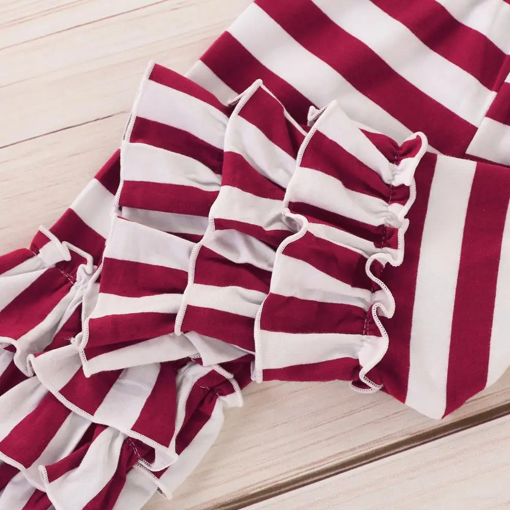 

Girls Costume Clothes Set Letter Print Dress Tops +Stripe Flare Pants Baby Girl Two Piece Set Toddler Girls Outfits Clothes Set