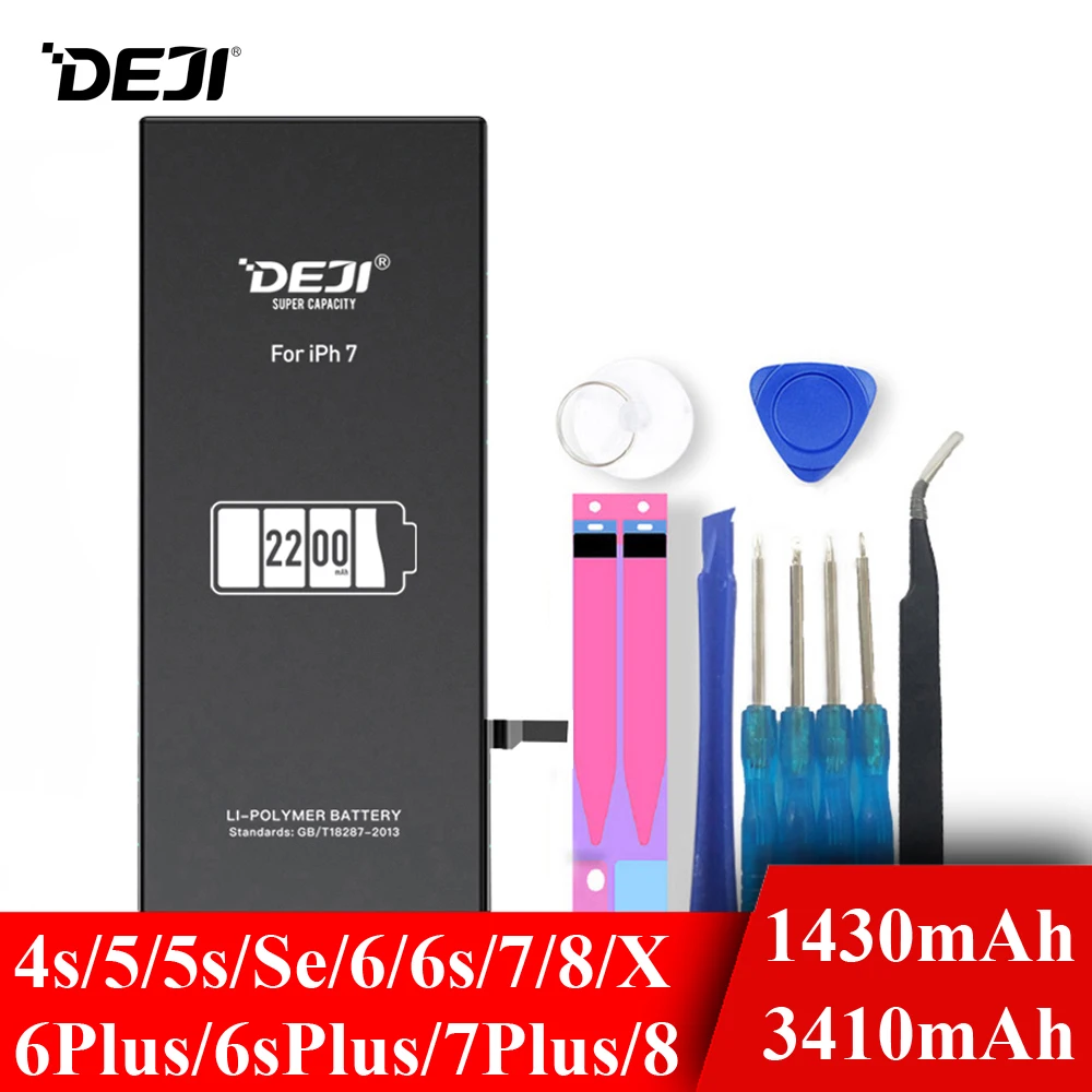 Deji Аккумулятор для Apple iPhone 5S SE 6 6s 7 4s 5 8 X 6Plus 6sPlus 8Plus Plus iPhone7 1430mAh 3410mAh сменный литий