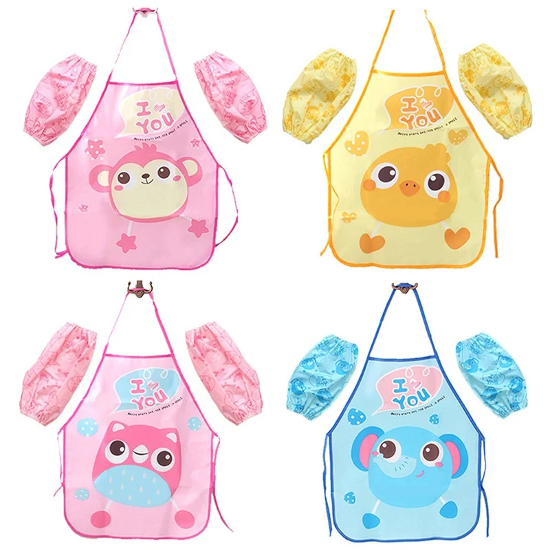 Милый Детский фартук с героями мультфильмов набор водонепроницаемых