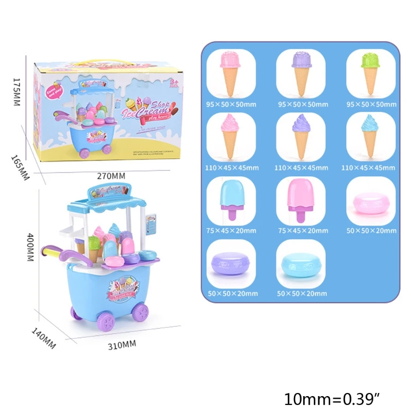 

N7ME Educational Ice-Cream Trolley Small Ice Cream Toy Cart Play Set for Kids