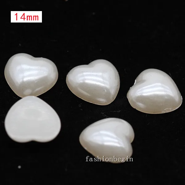 100p 14mm heart Имитация жемчуга цвета слоновой кости для скрапбукинга, украшения для рукоделия, украшения для ногтей, изготовление свадебных открыток, сшитые бусины для одежды, разные формы - Цвет: 100p 14mm heart