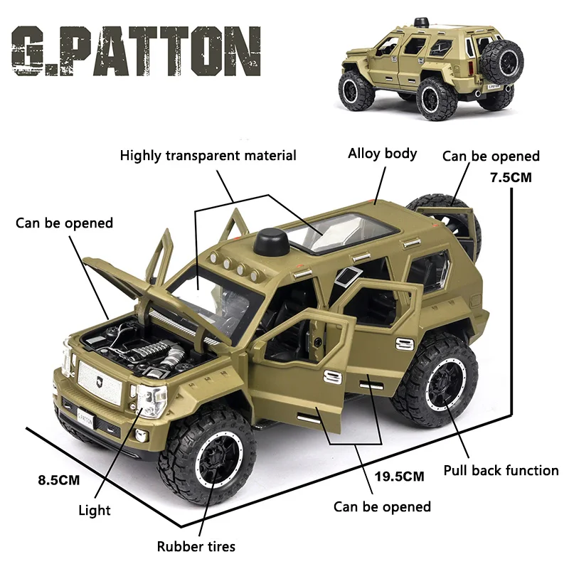 Литая модель автомобиля 1:24 G-PATTON из металлического сплава имитация автомобили
