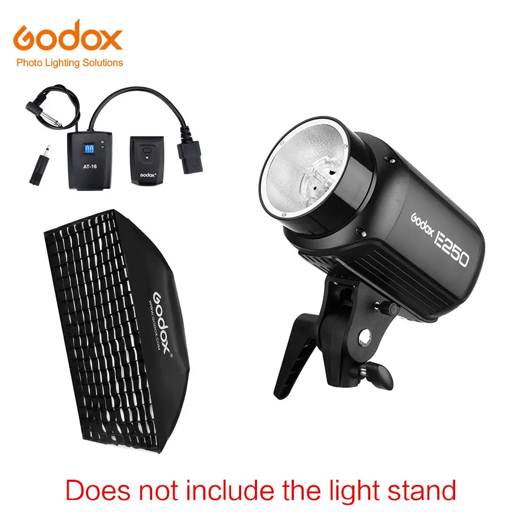 Kit 3 Godox E250 250Ws Фотостудия вспышка стробоскоп свет+ 50x70 см сотовый жир+ 180 см осветительная стойка+ AT-16 ТРИГГЕРНАЯ вспышка - Цвет: Kit 3