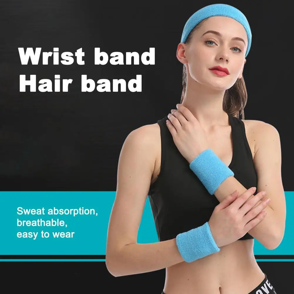 

Удобный 1 комплект, полезный браслет, повязка на голову, комплект повязок на голову, дышащие спортивные браслеты, приятные для кожи, для упра...
