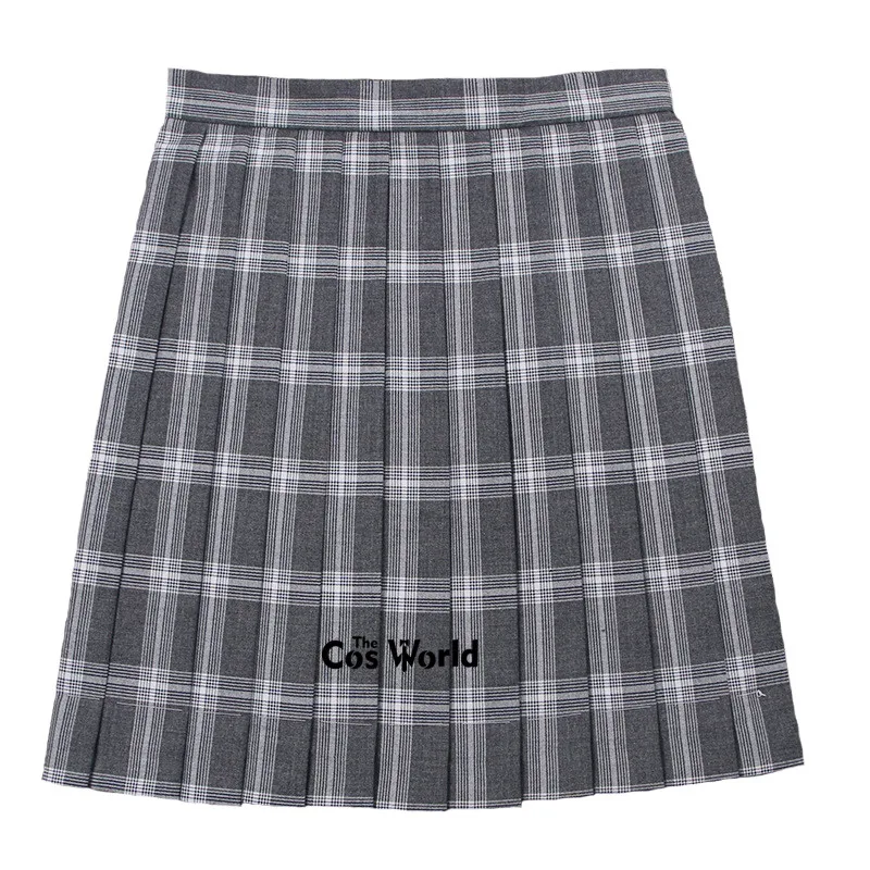

[Gray White] Girl's Women's Japanese Summer High Waist Pleated Plaid Skirts For JK School Uniform Students Cloths