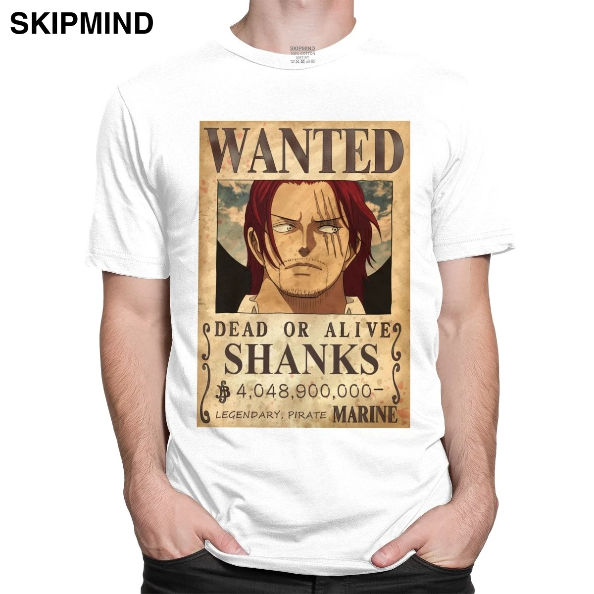 Футболка мужская с красными волосами Shanks цельная хлопковая тенниска японским