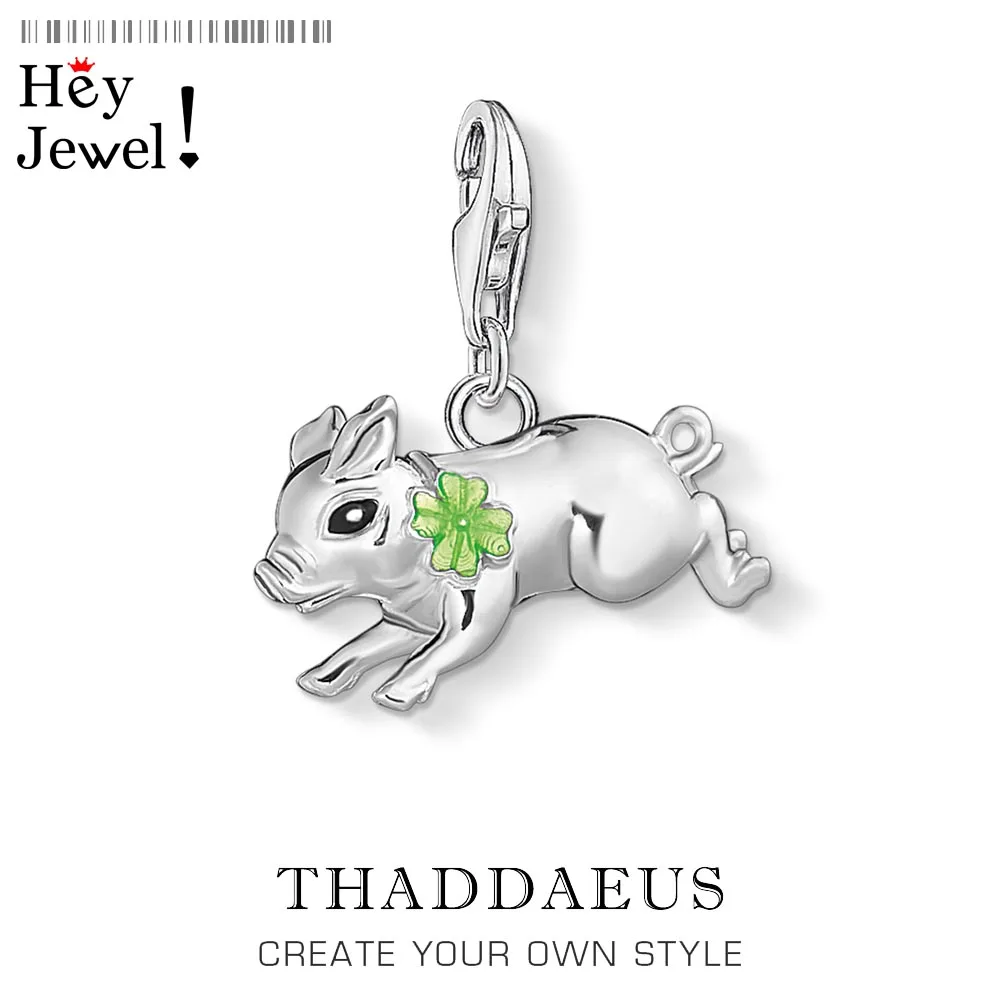 

Little Pig with Cloverleaf Pendant Charm Lucky 925 Sterling Silver Fashion Jewelry Fantastic Gift For Women Men Party Pendant