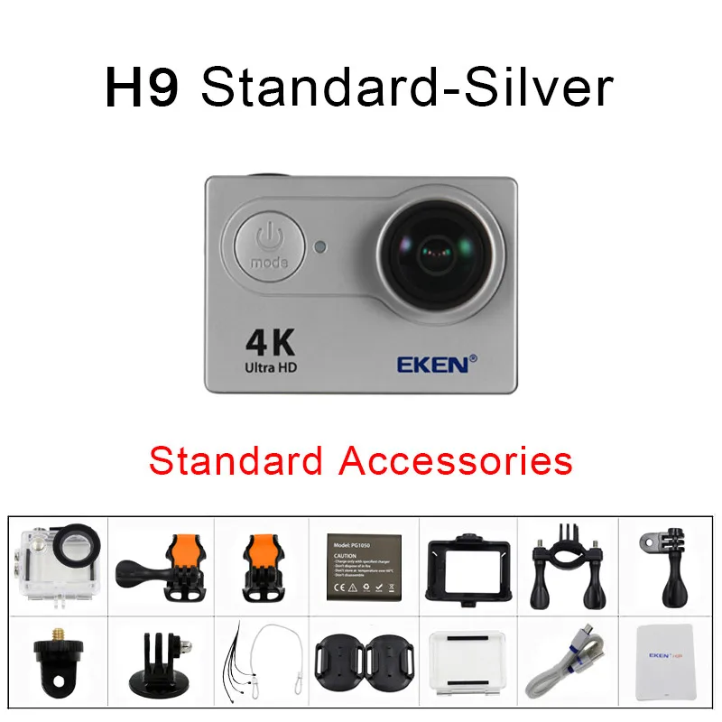 Экшн-камера eken H9 H9R wifi Ultra HD Mini Cam 4 K/30FPS 1080 p/60fps 720 P/120FPS Подводная Водонепроницаемая спортивная видеокамера - Цвет: H9 Silver