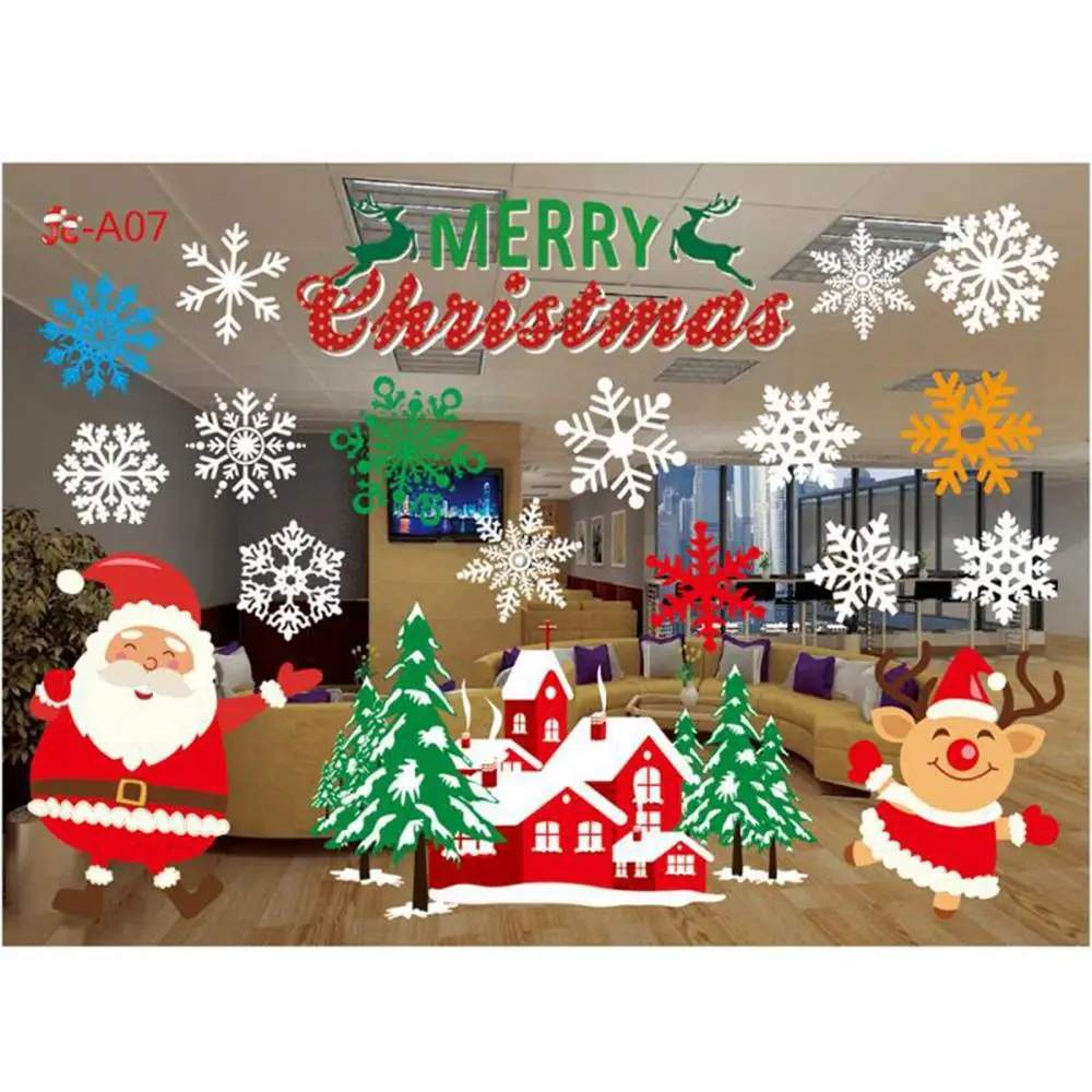 Taoup Merry новогодние наклейки на окно Noel Снежинка Санта-Клаус рождественские наклейки на стену украшения Рождественские украшения для дома