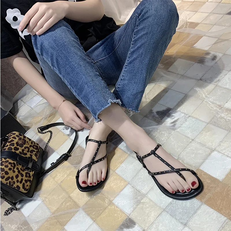 

Comfort Shoes for Women Female Sandal Clear Heels 2021 Summer Flip Flops Platform All-Match Girls Flat Fashion Elastic Band Stu