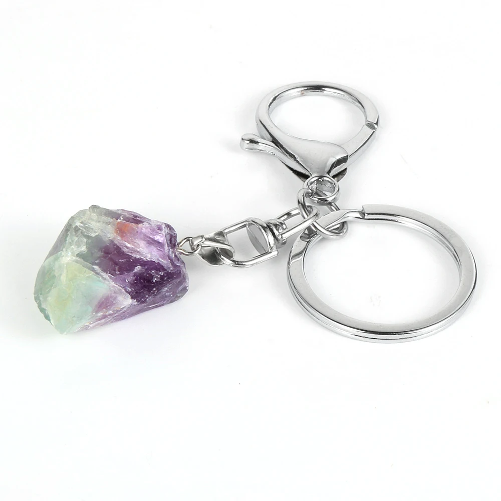 Брелок для ключей с натуральным флюоритом мужчин и женщин цепочка из голубого