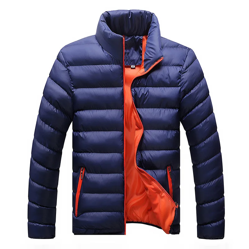 Новая модная мужская зимняя теплая куртка с воротником-стойкой, Мужская парка, мужские однотонные толстые куртки и пальто, мужские зимние п... от AliExpress WW
