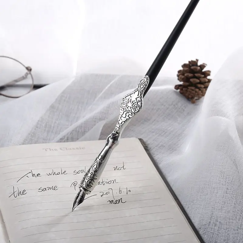 

1PC Metal Carved Craft Script Antique Dip Pen Oblique Calligraphy Pen Holder 77HA