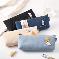 simple canvas pencil case girl stationery bag pupil pencil case boy stationery box anime school supplies pencil cases