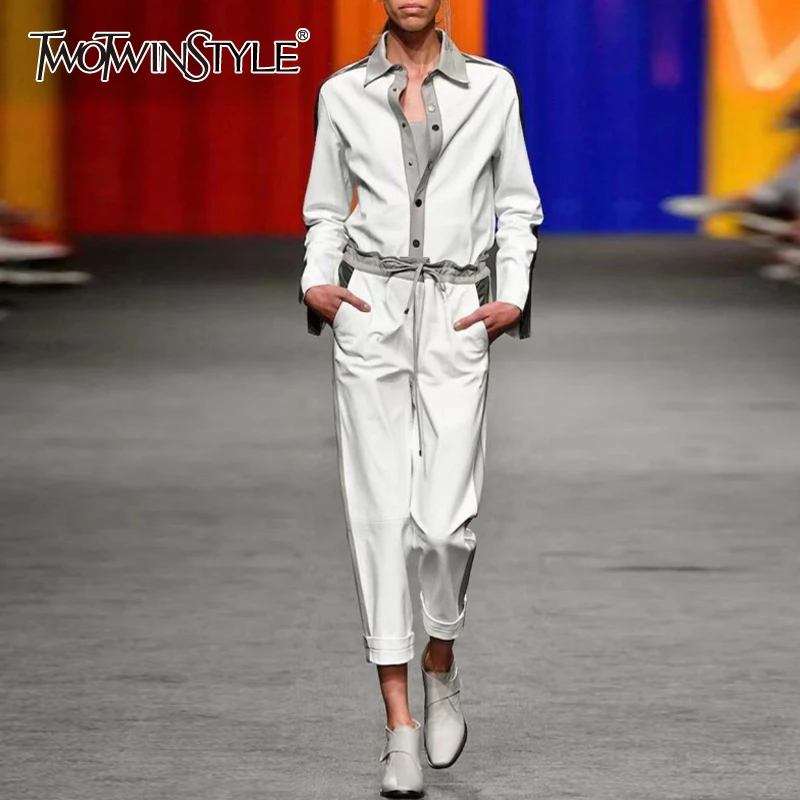 TWOTWINSTYLE пэчворк хит цвет комплект из двух частей для женщин с длинным рукавом