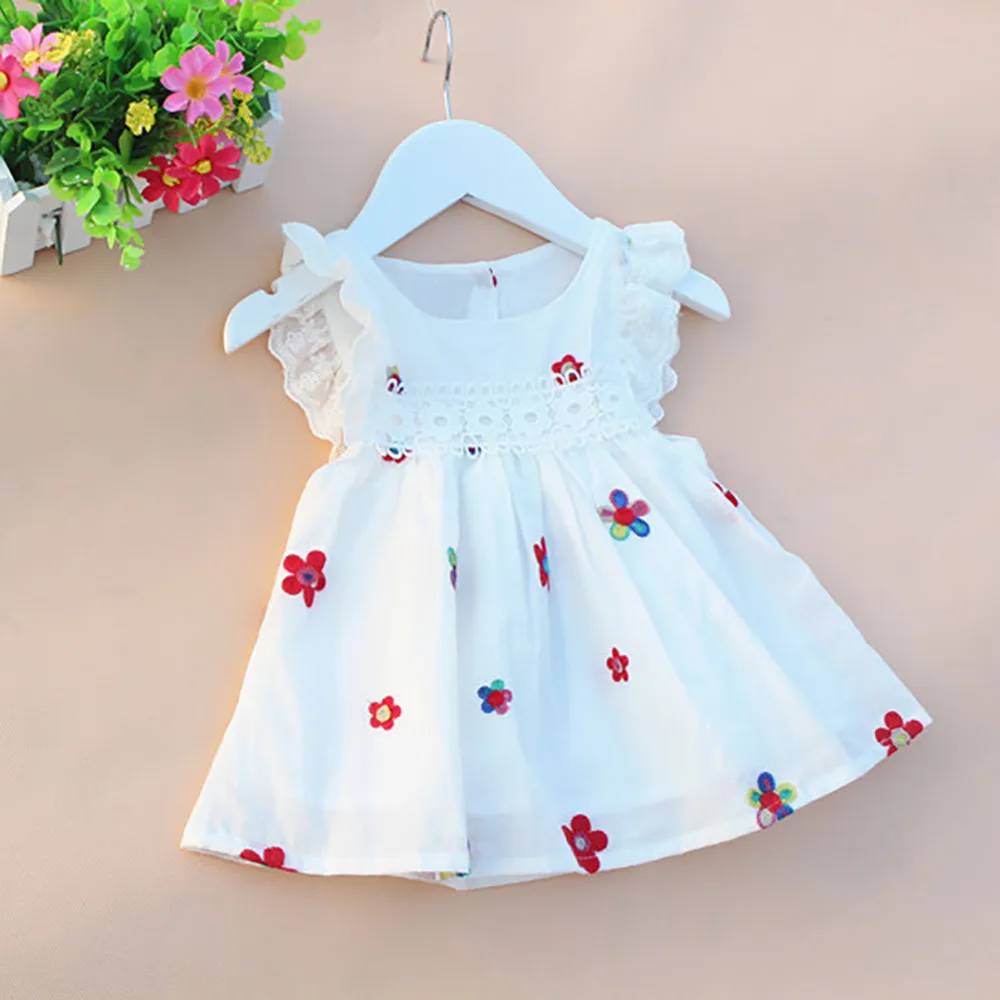 Kids Girl Dress Summer Baby Girls Dresses Floral Strawberry Embroidery Sleeveless Clothing | Мать и ребенок